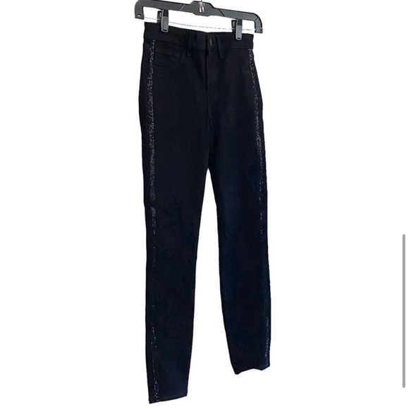 LAGENCE Margot Crystal Black crystal Stripe Skinny Jeans in Noir NWOT - Picture 9 of 14